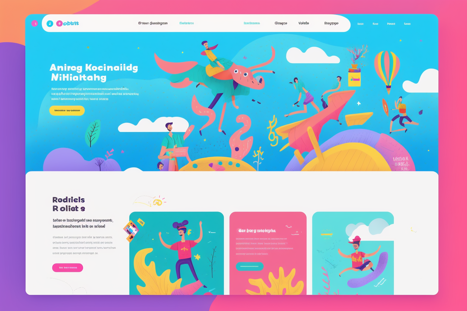 Colourful example informational website